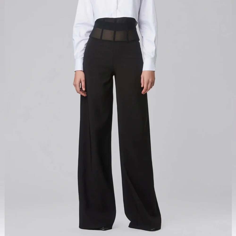 Murmur Sheer Waist Corset Pants Mesh FRAME TROUSERS palazzo wide leg boning mur - Picture 5 of 16